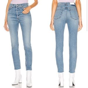 Re/done High Rise Ankle Fray Jeans